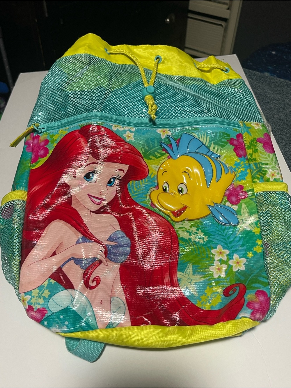 Disney Store The Little Mermaid Ariel & Flounder Swim Bag Backpack